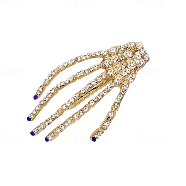 Hair Barrettes Halloween Hair Accessories for Women Girls Silver Skeleton Hand Hair Clips Punk Horror Bone Hair Clip Barrettes for Party Cosplay 2pcs