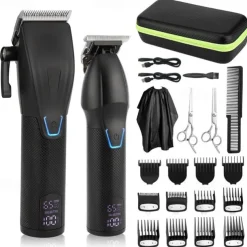 Hair Clipper And Hair Trimmer Kit Professional Hair Clippers For Men Cordless Barber Clippers Machine Rechargeable Outliner Trimmer Mens Beard Trimmer Electric Hair Cutting Grooming Kit