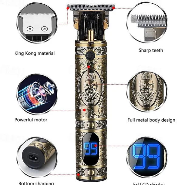 Hair Clippers For Men Hair Trimmer Zero Gapped Cordless Professional Haircut & Grooming Kit for Men Rechargeable LED Display