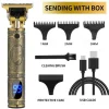 Hair Clippers for Men oupool Professional Cordless Hair Trimmer - Electric T-Blade Beard Trimmer Shaver Edgers Zero Gapped Mens Grooming Kit Rechargeable LCD Hair Cutting Kit - Gifts for Men(Gold)