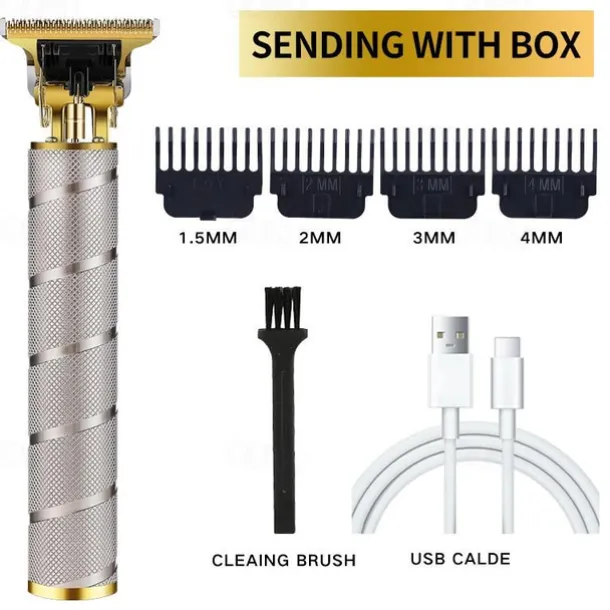 Hair Clippers for Men oupool Professional Cordless Hair Trimmer - Electric T-Blade Beard Trimmer Shaver Edgers Zero Gapped Mens Grooming Kit Rechargeable LCD Hair Cutting Kit - Gifts for Men(Gold)