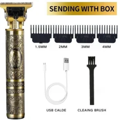 Hair Clippers for Men oupool Professional Cordless Hair Trimmer - Electric T-Blade Beard Trimmer Shaver Edgers Zero Gapped Mens Grooming Kit Rechargeable LCD Hair Cutting Kit - Gifts for Men(Gold)