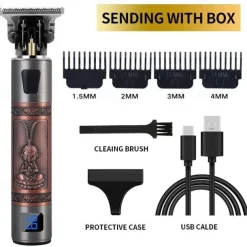 Hair Clippers for Men oupool Professional Cordless Hair Trimmer - Electric T-Blade Beard Trimmer Shaver Edgers Zero Gapped Mens Grooming Kit Rechargeable LCD Hair Cutting Kit - Gifts for Men(Gold)
