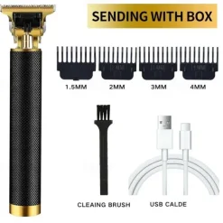 Hair Clippers for Men oupool Professional Cordless Hair Trimmer - Electric T-Blade Beard Trimmer Shaver Edgers Zero Gapped Mens Grooming Kit Rechargeable LCD Hair Cutting Kit - Gifts for Men(Gold)