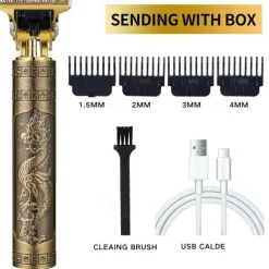 Hair Clippers for Men oupool Professional Cordless Hair Trimmer - Electric T-Blade Beard Trimmer Shaver Edgers Zero Gapped Mens Grooming Kit Rechargeable LCD Hair Cutting Kit - Gifts for Men(Gold)