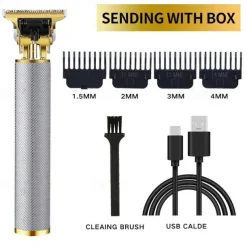 Hair Clippers for Men oupool Professional Cordless Hair Trimmer - Electric T-Blade Beard Trimmer Shaver Edgers Zero Gapped Mens Grooming Kit Rechargeable LCD Hair Cutting Kit - Gifts for Men(Gold)