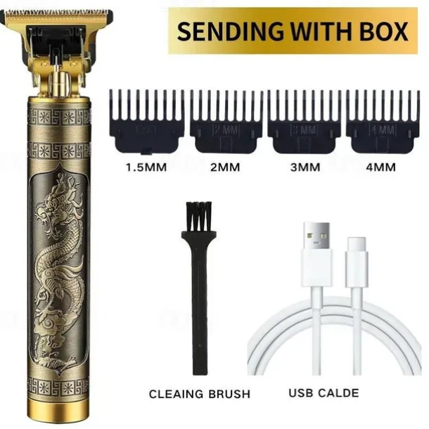 Hair Clippers for Men oupool Professional Cordless Hair Trimmer - Electric T-Blade Beard Trimmer Shaver Edgers Zero Gapped Mens Grooming Kit Rechargeable LCD Hair Cutting Kit - Gifts for Men(Gold)