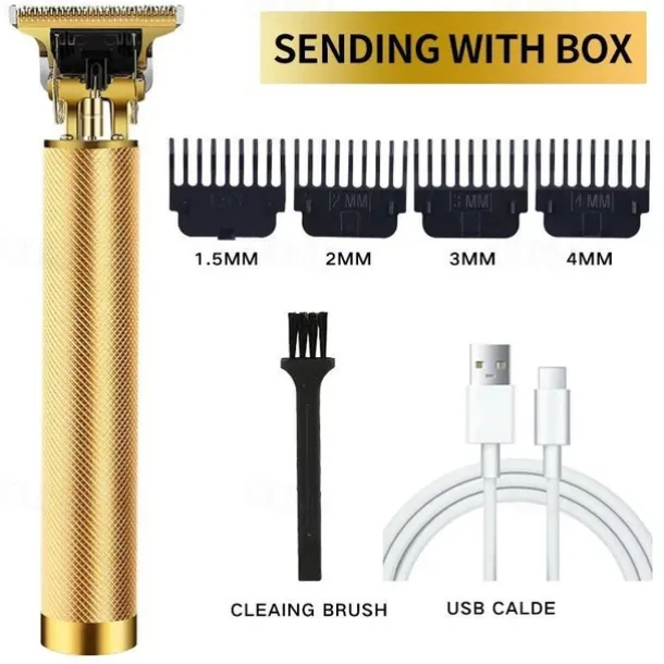 Hair Clippers for Men oupool Professional Cordless Hair Trimmer - Electric T-Blade Beard Trimmer Shaver Edgers Zero Gapped Mens Grooming Kit Rechargeable LCD Hair Cutting Kit - Gifts for Men(Gold)