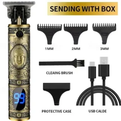 Hair Clippers for Men oupool Professional Cordless Hair Trimmer - Electric T-Blade Beard Trimmer Shaver Edgers Zero Gapped Mens Grooming Kit Rechargeable LCD Hair Cutting Kit - Gifts for Men(Gold)