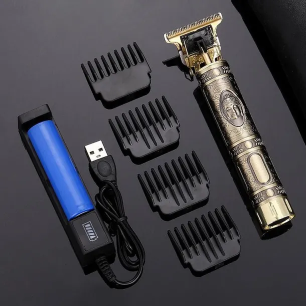 Hair Clippers for Men oupool Professional Cordless Hair Trimmer - Electric T-Blade Beard Trimmer Shaver Edgers Zero Gapped Mens Grooming Kit Rechargeable LCD Hair Cutting Kit - Gifts for Men(Gold)