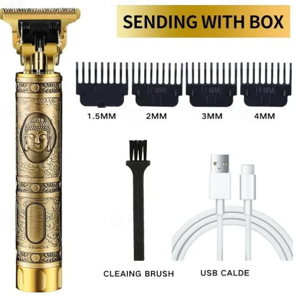 Hair Clippers for Men oupool Professional Cordless Hair Trimmer - Electric T-Blade Beard Trimmer Shaver Edgers Zero Gapped Mens Grooming Kit Rechargeable LCD Hair Cutting Kit - Gifts for Men(Gold)