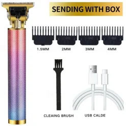 Hair Clippers for Men oupool Professional Cordless Hair Trimmer - Electric T-Blade Beard Trimmer Shaver Edgers Zero Gapped Mens Grooming Kit Rechargeable LCD Hair Cutting Kit - Gifts for Men(Gold)