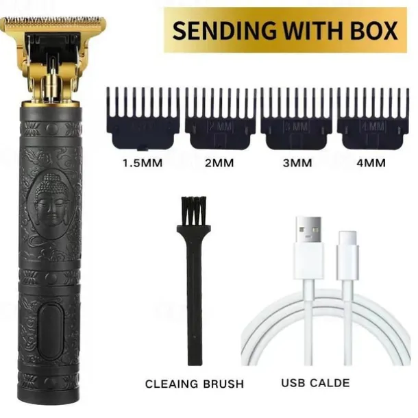 Hair Clippers for Men oupool Professional Cordless Hair Trimmer - Electric T-Blade Beard Trimmer Shaver Edgers Zero Gapped Mens Grooming Kit Rechargeable LCD Hair Cutting Kit - Gifts for Men(Gold)