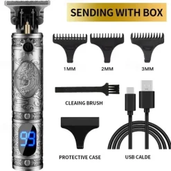 Hair Clippers for Men oupool Professional Cordless Hair Trimmer - Electric T-Blade Beard Trimmer Shaver Edgers Zero Gapped Mens Grooming Kit Rechargeable LCD Hair Cutting Kit - Gifts for Men(Gold)