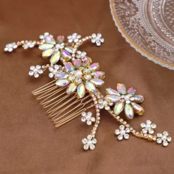 Hair Combs Headdress Rhinestone Alloy Wedding Cocktail Elegant Luxury With Faux Pearl Crystals Headpiece Headwear