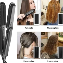 Hair Crimper Crimping Irons Hair Straightener Flat Iron Tourmaline Ceramic Plate Adjustable Temperature for All Hair Type