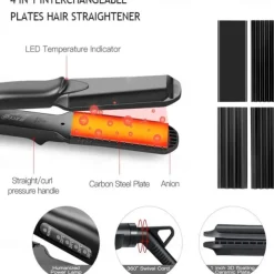Hair Crimper Crimping Irons Hair Straightener Flat Iron Tourmaline Ceramic Plate Adjustable Temperature for All Hair Type