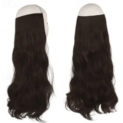 Hair Extensions Invisible Secret Wire Hidden Crown Hair Extensions One Piece Curly Wavy Hidden Hair Extension Synthetic Hairpieces for Women 20 Inch