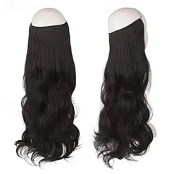 Hair Extensions Invisible Secret Wire Hidden Crown Hair Extensions One Piece Curly Wavy Hidden Hair Extension Synthetic Hairpieces for Women 20 Inch
