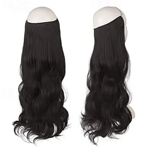 Hair Extensions Invisible Secret Wire Hidden Crown Hair Extensions One Piece Curly Wavy Hidden Hair Extension Synthetic Hairpieces for Women 20 Inch