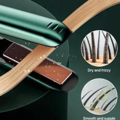 Hair Iron USB Rechargeable Cordless 2-Way Straight & Curl Mini Hair Iron 4 Temperature Adjustment LED Temperature Display Rapid Heating