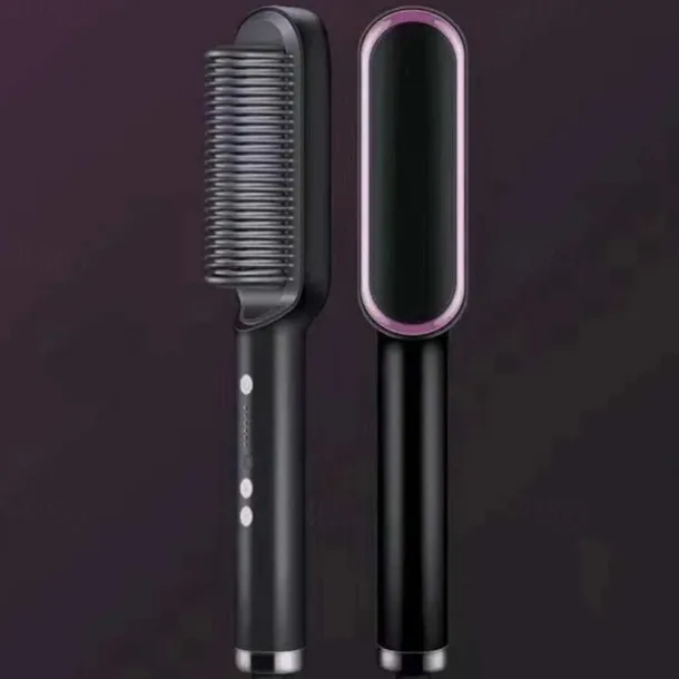 Hair Straightener Comb, 2-in-1 Hair Straightening Brush for Women with 5 Adjustment Temp & 10s Fast Heating,Anti-Scald Negative Ion Hair Straightener Styling Comb That Smoothes Hair Frizz