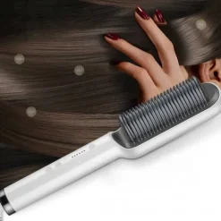 Hair Straightener Comb, 2-in-1 Hair Straightening Brush for Women with 5 Adjustment Temp & 10s Fast Heating,Anti-Scald Negative Ion Hair Straightener Styling Comb That Smoothes Hair Frizz