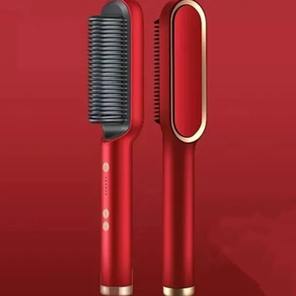 Hair Straightener Comb, 2-in-1 Hair Straightening Brush for Women with 5 Adjustment Temp & 10s Fast Heating,Anti-Scald Negative Ion Hair Straightener Styling Comb That Smoothes Hair Frizz