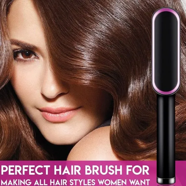 Hair Straightener Comb, 2-in-1 Hair Straightening Brush for Women with 5 Adjustment Temp & 10s Fast Heating,Anti-Scald Negative Ion Hair Straightener Styling Comb That Smoothes Hair Frizz