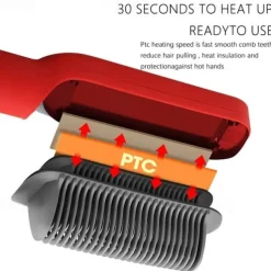 Hair Straightener Comb, 2-in-1 Hair Straightening Brush for Women with 5 Adjustment Temp & 10s Fast Heating,Anti-Scald Negative Ion Hair Straightener Styling Comb That Smoothes Hair Frizz