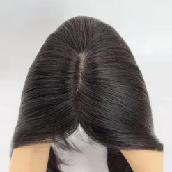 Hair Toppers for Women 100% Remy Human Hair Topper Hairpiece 12*13cm Full Silk Base Straight Hair for Thinning Hair Hair Loss Cover Gray Hair