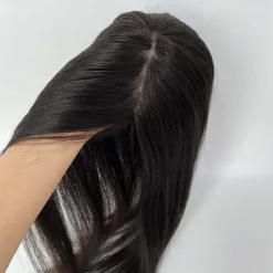 Hair Toppers for Women 100% Remy Human Hair Topper Hairpiece 12*13cm Full Silk Base Straight Hair for Thinning Hair Hair Loss Cover Gray Hair