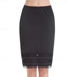 Half Slips for Women Underskirt Dress Extender Lace Trim Knee Length Midi Skirt 19-26" Length