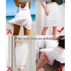 Half Slips for Women Underskirt Dress Extender Lace Trim Knee Length Midi Skirt 19-26
