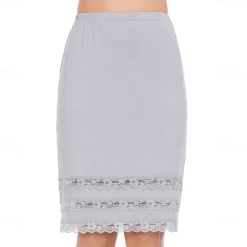 Half Slips for Women Underskirt Dress Extender Lace Trim Knee Length Midi Skirt 19-26