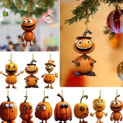 Halloween Acrylic Pumpkin Car Pendant, Rearview Mirror Pendant, Ghost Pumpkin Pendant Home Decor