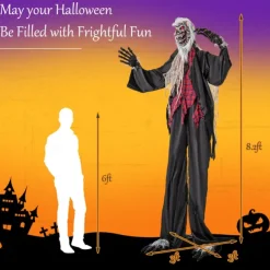Halloween Animatronics, Sound-Activated Werewolf with Glowing Eyes and Scary Sounds, Giant Animated Outdoor Halloween Decoration, Man Accessory