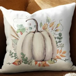 Halloween Autumn Harvest Double Side Pillow Cover 4PC Soft Decorative Square Cushion Case Pillowcase for Bedroom Livingroom Sofa Couch Chair Pumpkin