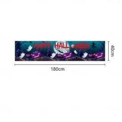 Halloween Banner Decoration Outdoor Banner Hanging Banner Front Door Porch Courtyard Sign Indoor Home Wall Decoration Halloween Party Welcome Sign