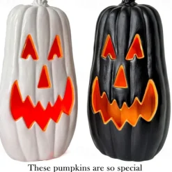 Halloween Black and White Pumpkin Lantern Automatic Switch LED Garden Paradise Glowing Creative Atmospheric Ornament