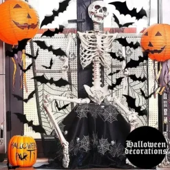 Halloween Black Bat PVC 3D Wall Halloween Bat Sticker Wall Decoration Scene Layout Horror Sticker Halloween Party Decoration Indoor and Outdoor Home Window Decoration Party Supplies