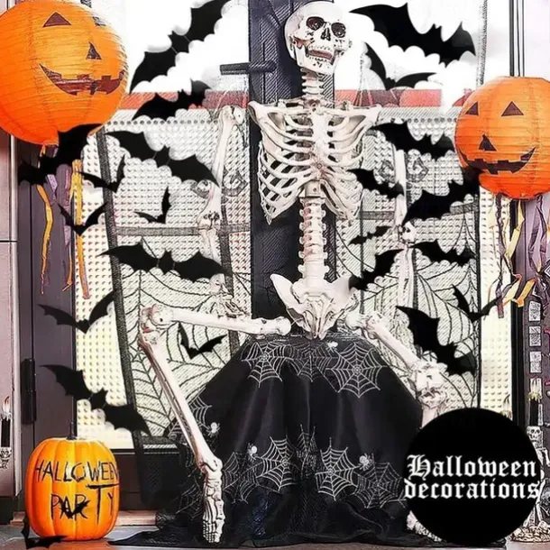 Halloween Black Bat PVC 3D Wall Halloween Bat Sticker Wall Decoration Scene Layout Horror Sticker Halloween Party Decoration Indoor and Outdoor Home Window Decoration Party Supplies