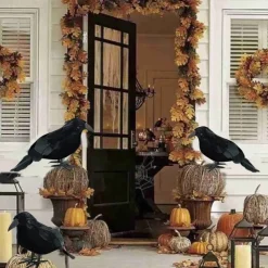 Halloween black crow props simulation flocking crow party supplies ornament decoration