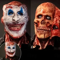Halloween Blood Double Mask, Joker Skull Scary Realistic Halloween Mask For Adults Costumes Men's Halloween Costume, Frightening Fun Horror Skull Mask