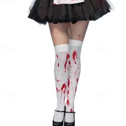 Halloween Blood Socks Carnival Easter Zombie Skeleton Socks Bloody Mary Nurse Blood Socks Skeleton Socks Skeleton Socks Knee Length Socks Halloween Costume and Fabric Role Playing Party Dressing