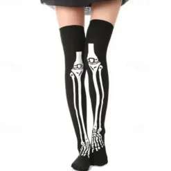 Halloween Blood Socks Carnival Easter Zombie Skeleton Socks Bloody Mary Nurse Blood Socks Skeleton Socks Skeleton Socks Knee Length Socks Halloween Costume and Fabric Role Playing Party Dressing
