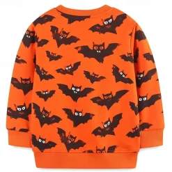 Halloween Boys 3D Cartoon Bat Sweatshirt Long Sleeve Spring Fall Fashion Basic Nylon Little Kids(4-7ys) 4-7 Years Crew Neck Outdoor Casual Daily Regular Fit