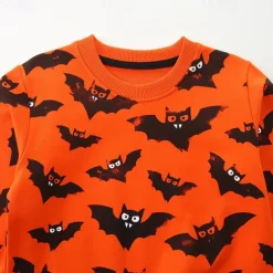 Halloween Boys 3D Cartoon Bat Sweatshirt Long Sleeve Spring Fall Fashion Basic Nylon Little Kids(4-7ys) 4-7 Years Crew Neck Outdoor Casual Daily Regular Fit
