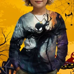 Halloween Boys 3D Graphic Skull Sweatshirt Long Sleeve Spring Fall Fashion Basic Polyester Kids 4-12 Years Crew Neck Outdoor Casual Daily Regular Fit