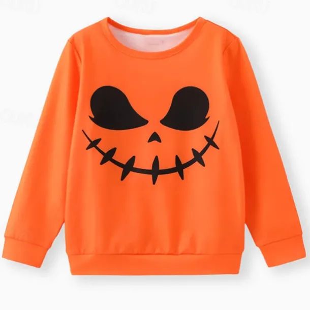 Halloween Boys 3D Graphic Ghost Sweatshirt Long Sleeve Spring Fall Fashion Basic Polyester Kids 4-12 Years Crew Neck Outdoor Casual Daily Regular Fit